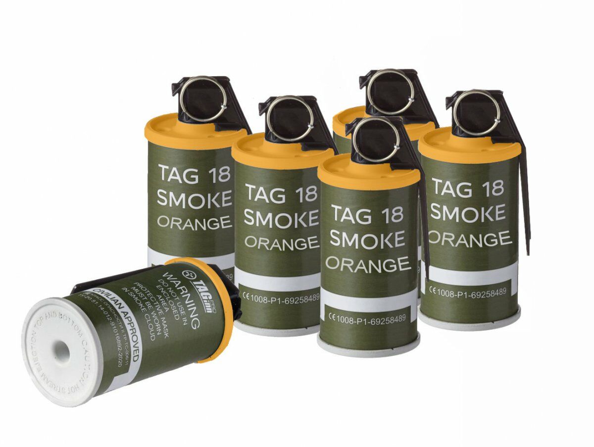 Tag Innovations TAG-18 Smoke White Orange Hand Grenade (Pack of 6